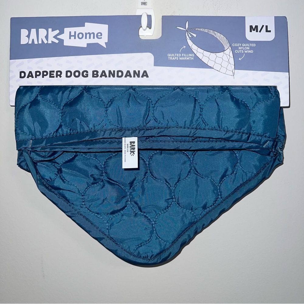 Bark Dog Quilted Blue Bandana